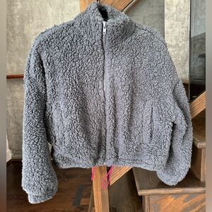 Urban outfitters grey teddy zip up jacket